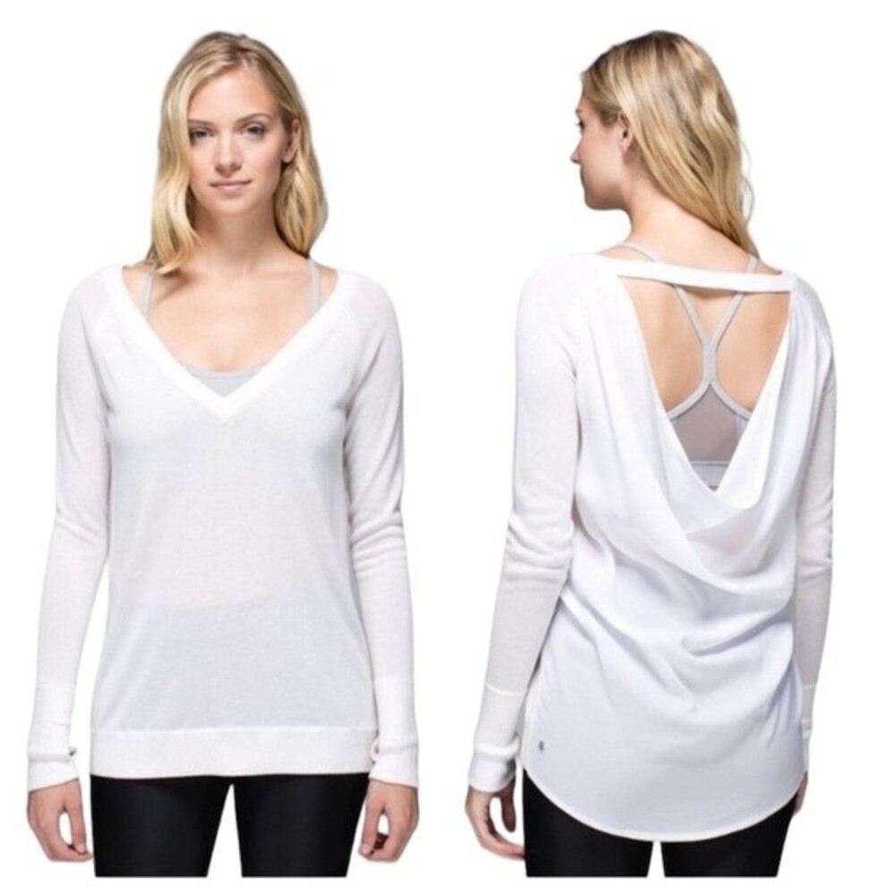 Lululemon Unity Pullover Sweater Back Drop Cashmere Blend Ivory Long Sleeve